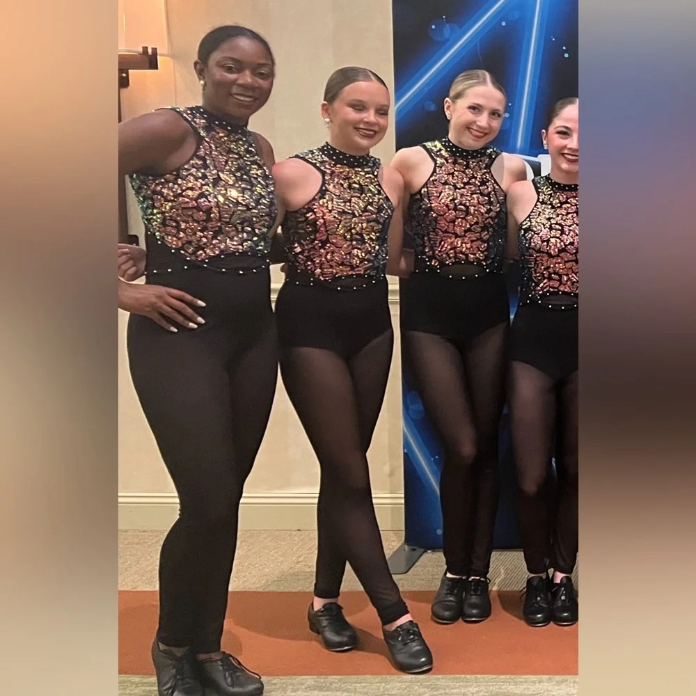 Revolution black multi color dance costume